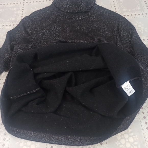 Pure Collection Women's Black With Metallic Fibres Cowl Neck Sweater Size 22 - Picture 8 of 16